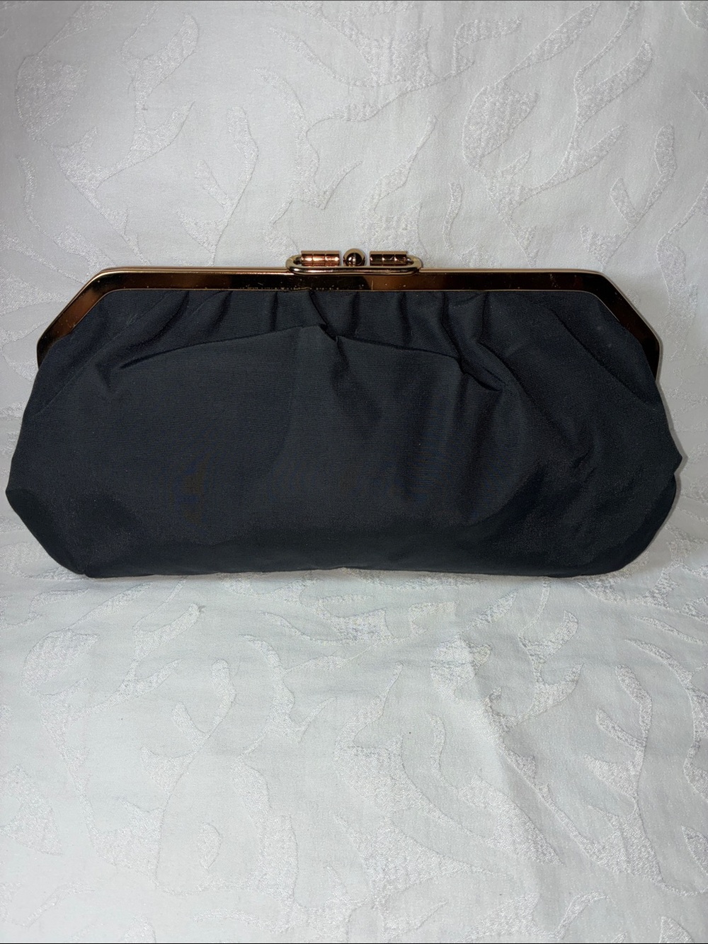 Vintage Elegant Black Satin Frame Clutch - Timeless Evening Bag